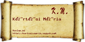 Kürtösi Mária névjegykártya